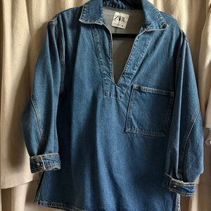 Zara Indigo Denim Pullover